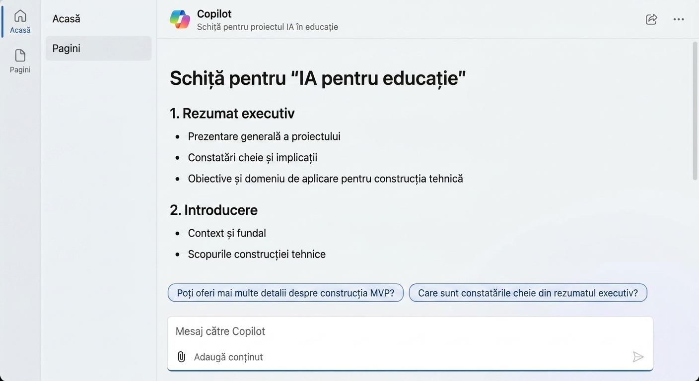 Captură de ecran a schiței raportului.