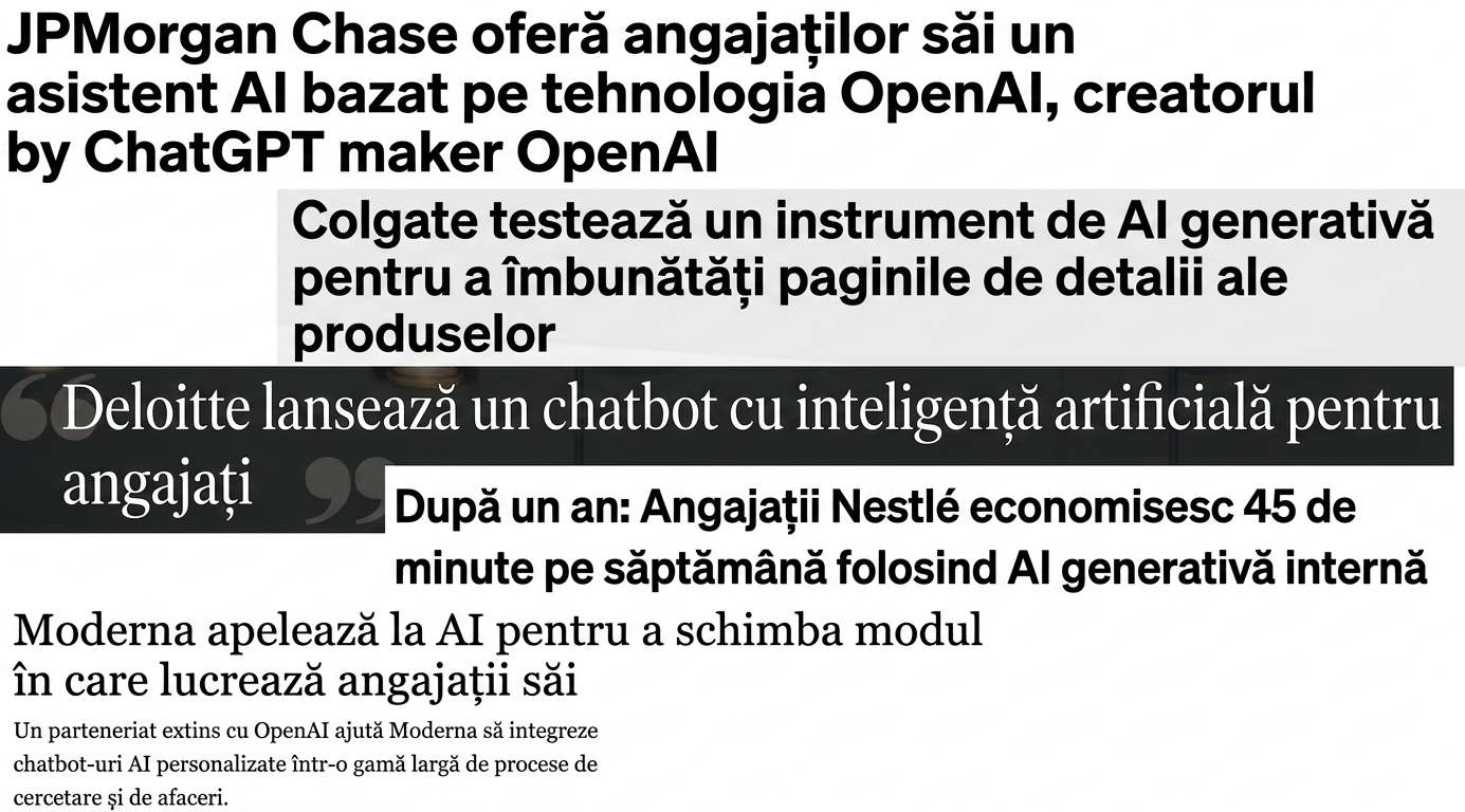 Titluri de știri despre companii care dezvoltă și adoptă modele GPT