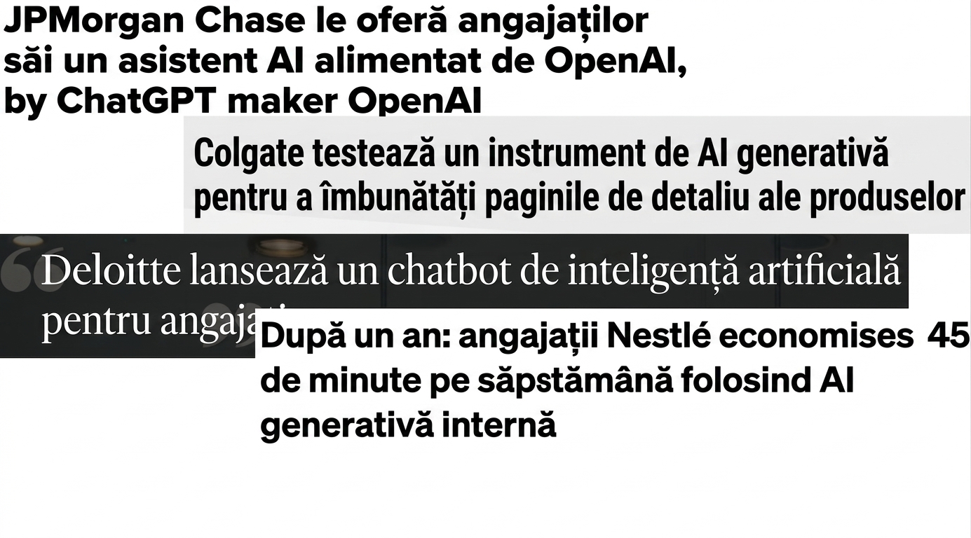 Titluri de știri despre companii care dezvoltă și adoptă modele GPT