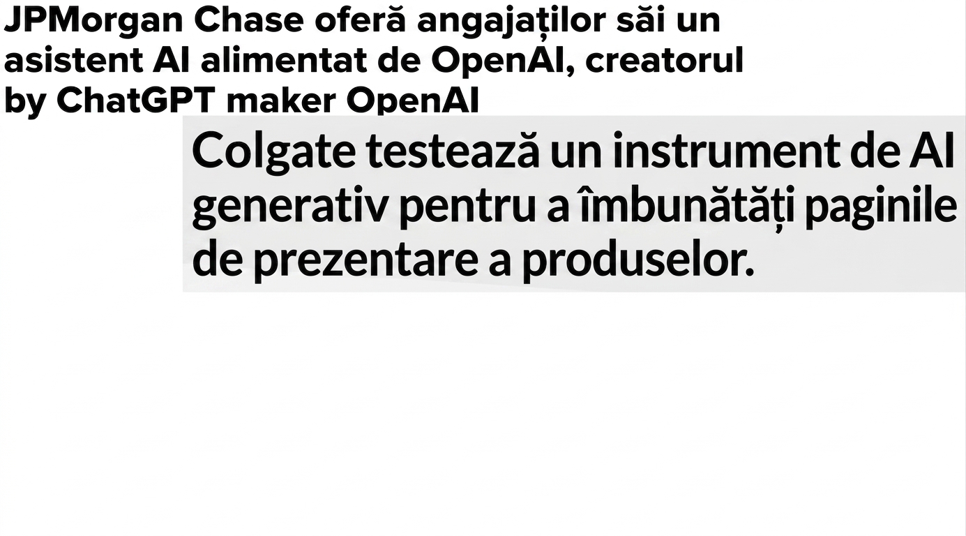 Titluri de știri despre companii care dezvoltă și adoptă modele GPT