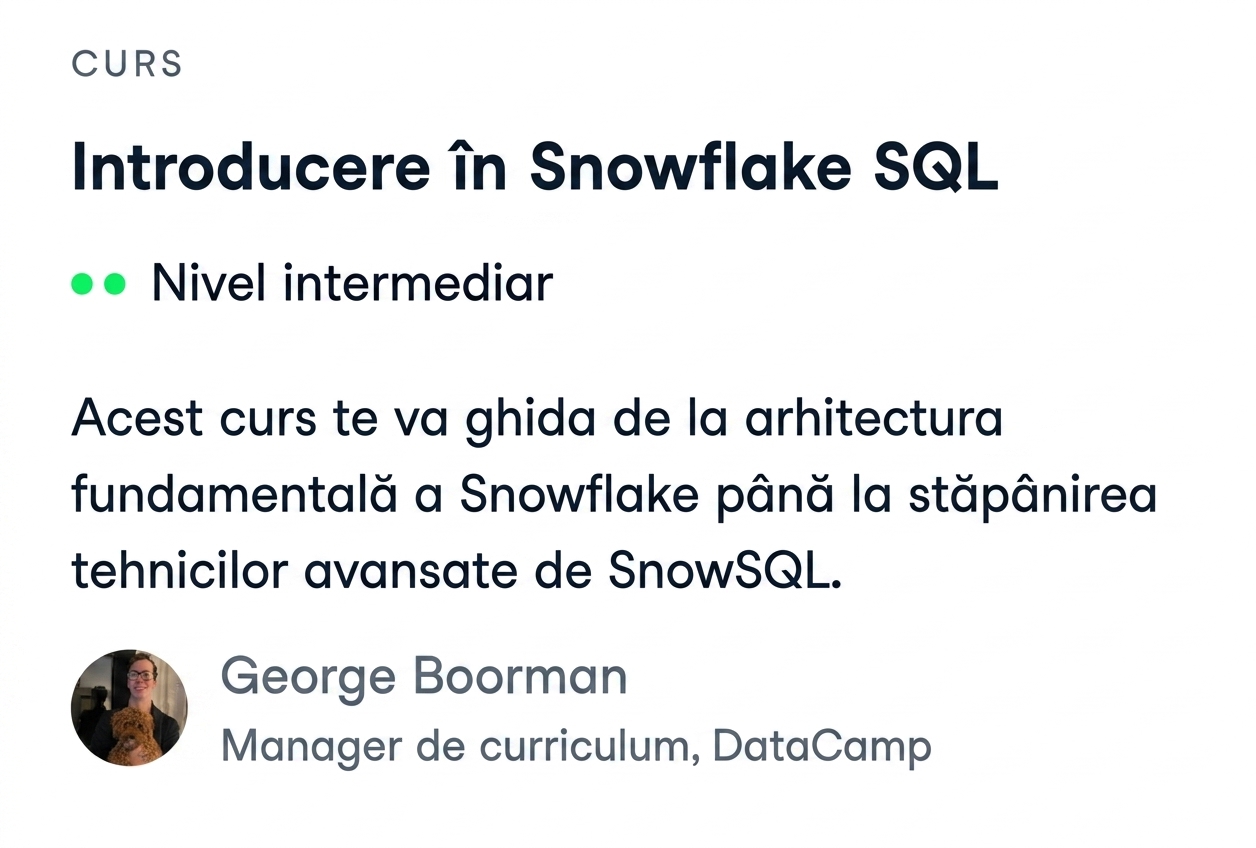 Captură de ecran a cursului Introduction to Snowflake SQL de la DataCamp