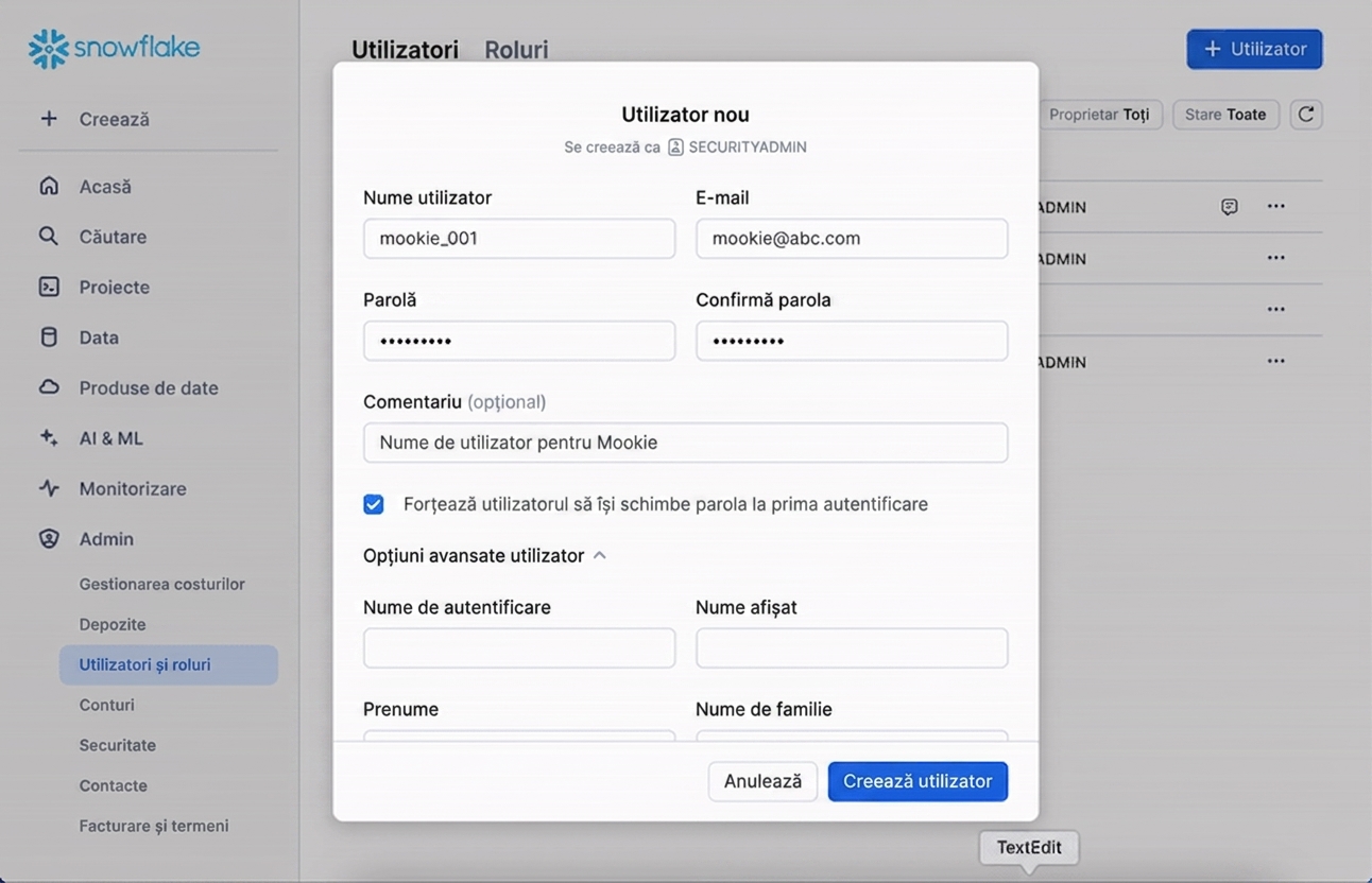 GIF despre crearea unui utilizator nou