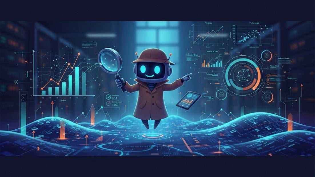 Imagine generată de AI cu un robot în rolul unui detectiv