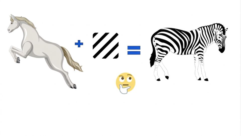 O imagine care arată cum antrenarea separată pe cal și dungi ajută modelul să identifice zebra.