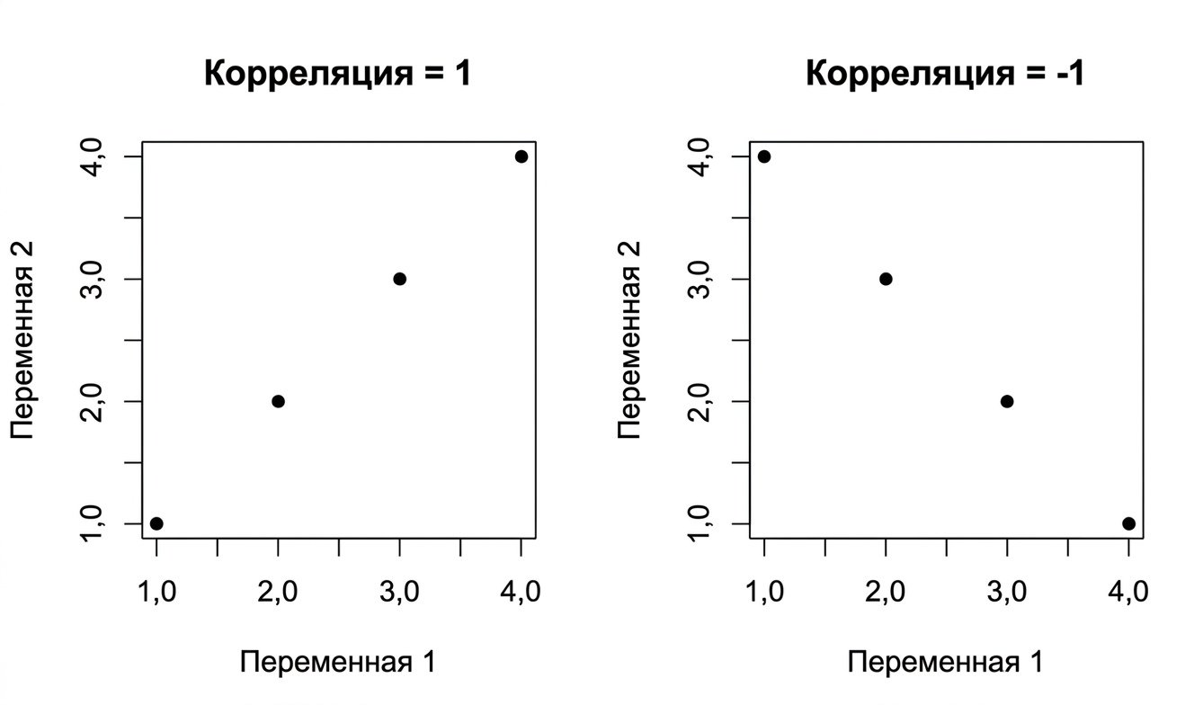 Диаграммы рассеяния с положительной и отрицательной корреляцией