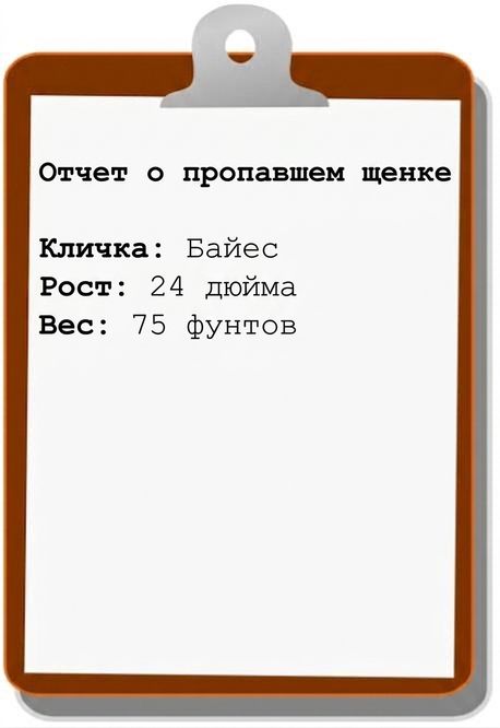 Объявление о пропавшем щенке