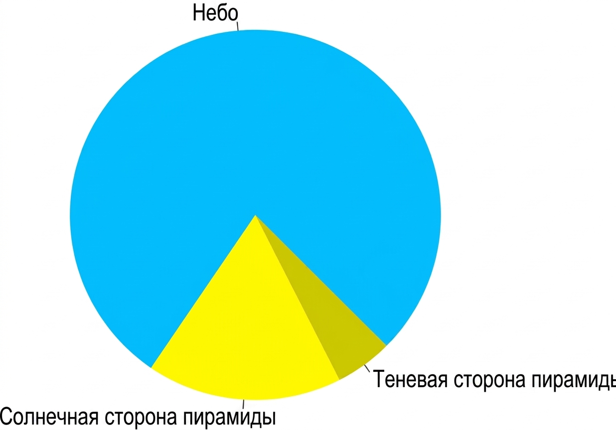 Круговая диаграмма с изображением пирамиды и неба