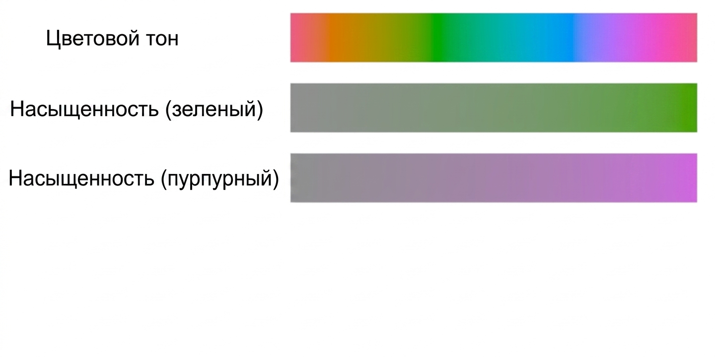 Образцы цветов по насыщенности и яркости