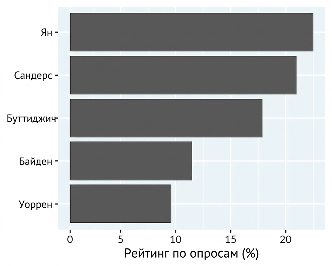 Та же диаграмма Янга, перерисованная с пропорциональными столбцами: отрыв от второго места оказался значительно меньше.