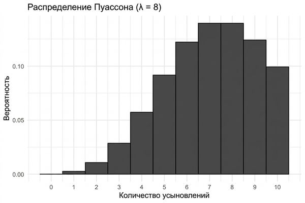 Распределение Пуассона с lambda = 8