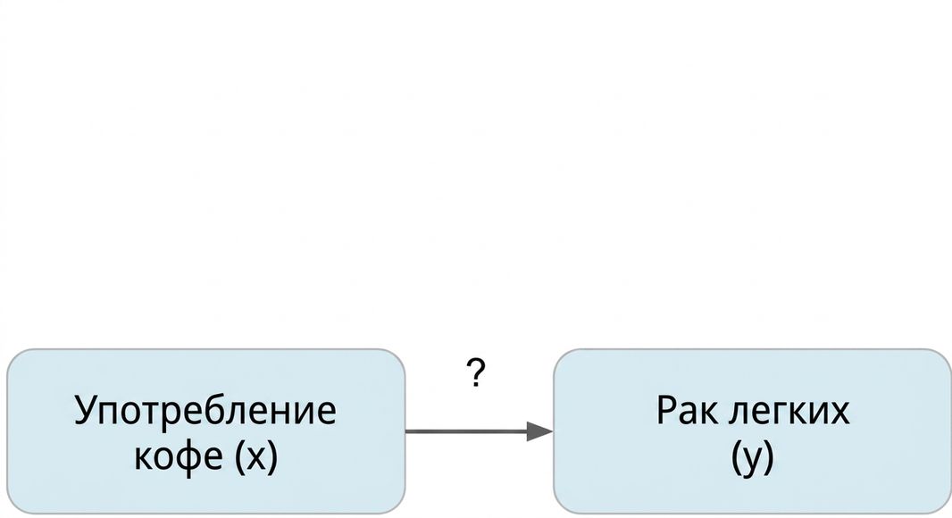 Потребление кофе (x) указывает на рак лёгких (y)