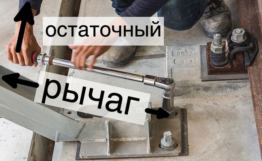 Человек затягивает гайку гаечным ключом