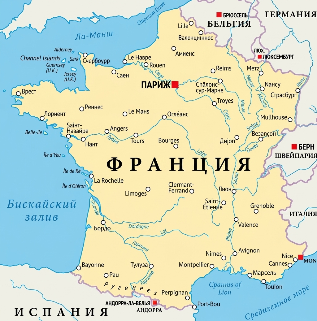 Карта Франции.