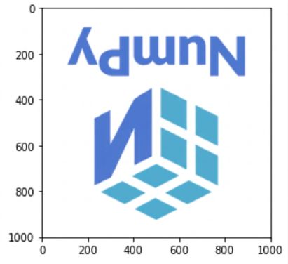 Логотип NumPy с отражёнными первой и второй осями, но без изменения третьей; цвета совпадают с оригиналом