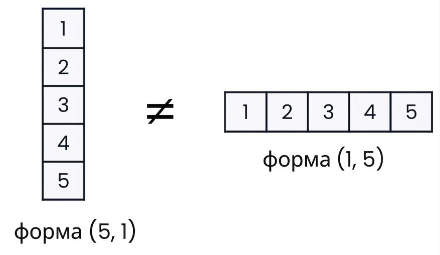 Иллюстрация: 2D-массивы в NumPy могут быть вертикальными или горизонтальными