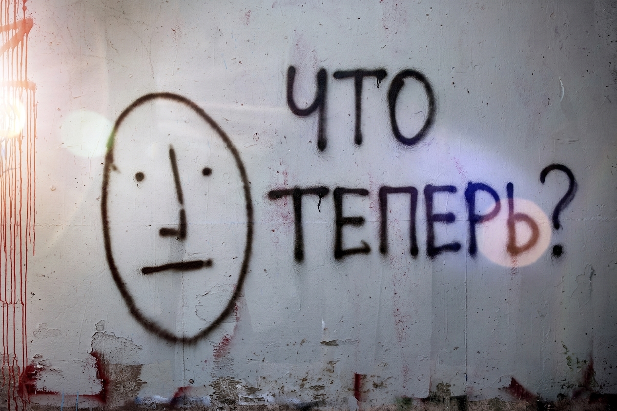Граффити на стене с вопросом «что теперь?».jpg