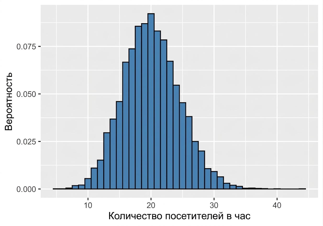 Распределение Пуассона с lambda = 20.png