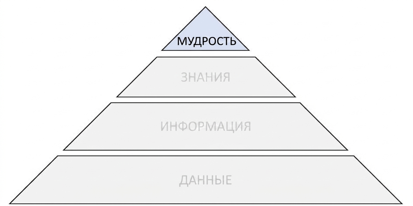 диаграмма пирамиды DIKW с выделенным уровнем мудрости