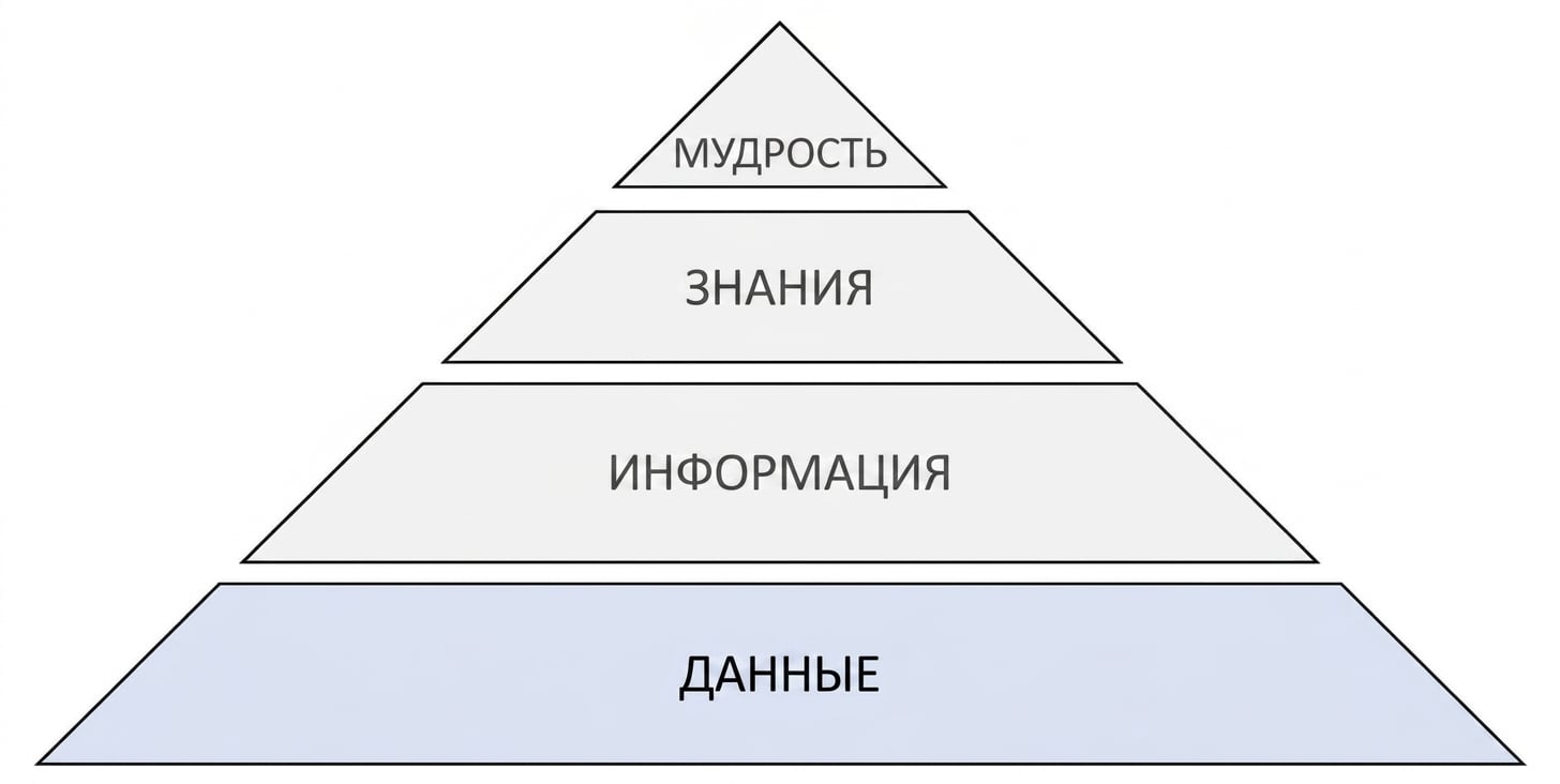 диаграмма пирамиды DIKW с выделенным уровнем данных