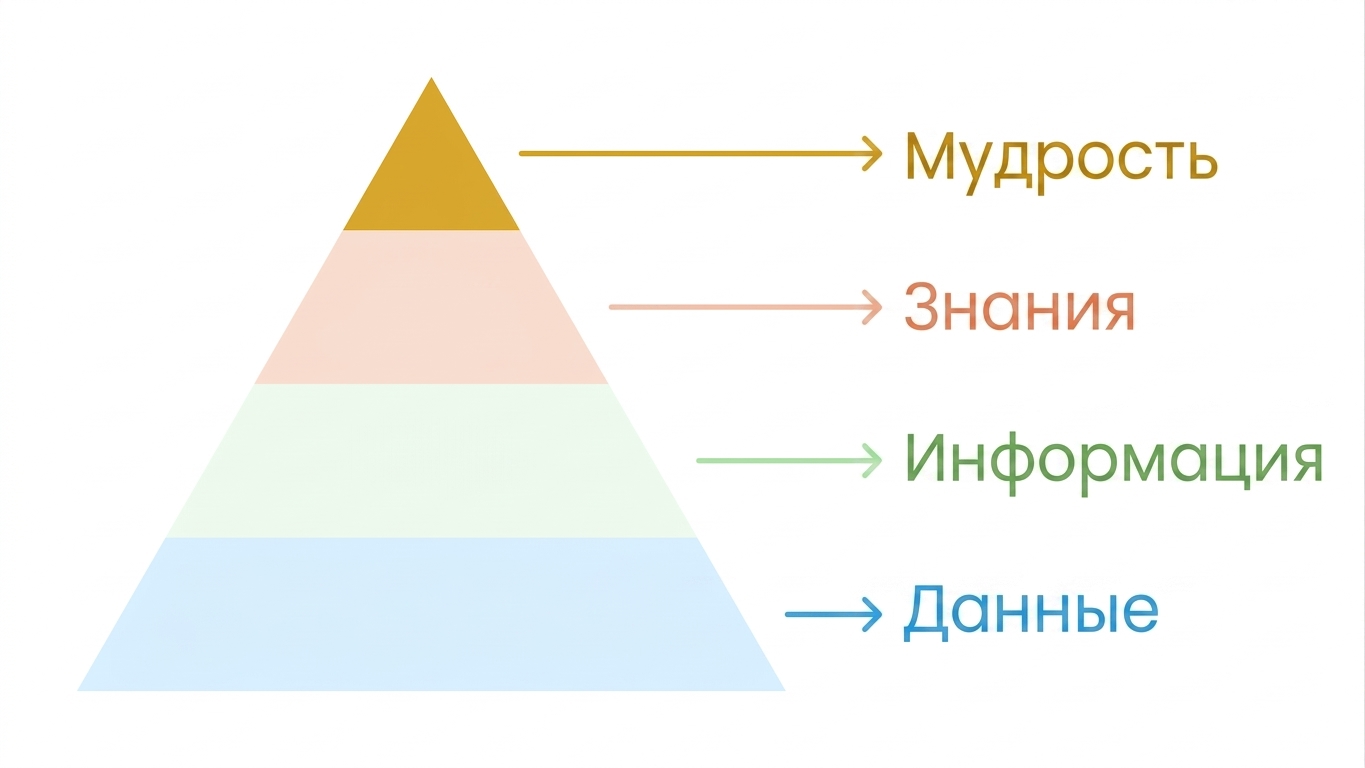 Пирамида DIKW с выделенным блоком «Мудрость»