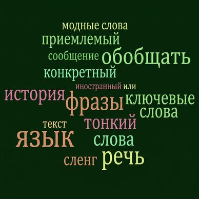 облако слов, произносимых рассказчиком, отображено в разных цветах на слайдах