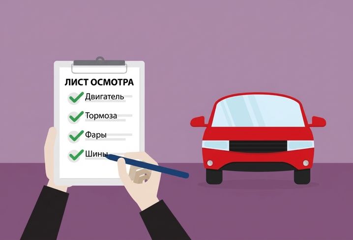 Контрольный список рядом с красным автомобилем, иллюстрирующий измерения качества данных
