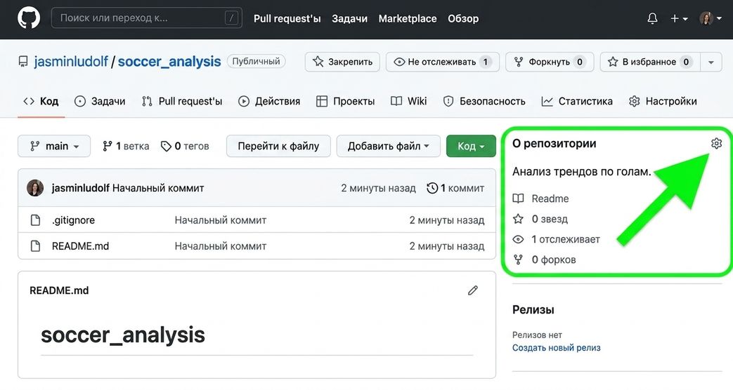 Репозиторий анализа футбола с выделенным разделом «About»