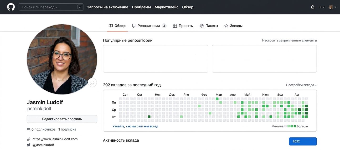 Скриншот профиля GitHub