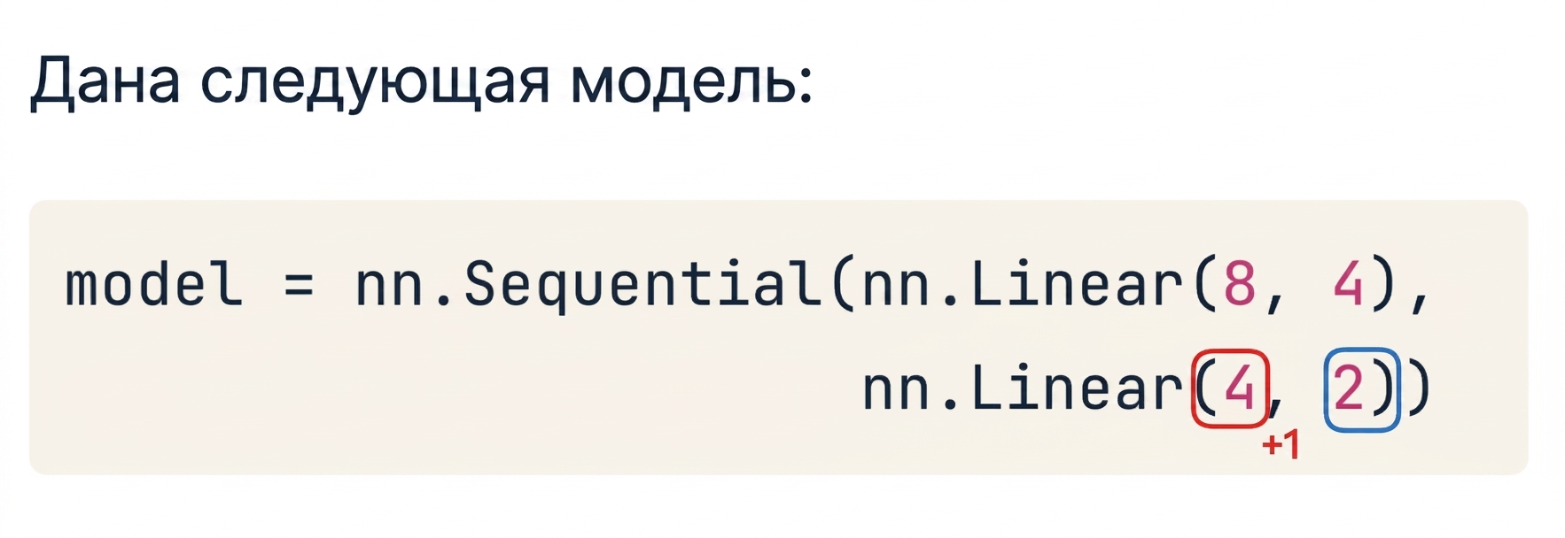 Блок кода для двухслойной сети