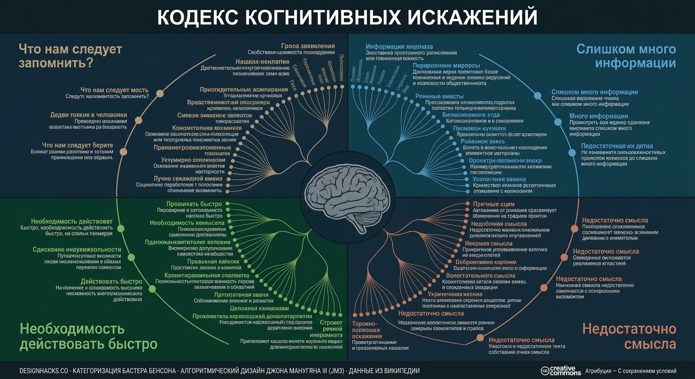 Иллюстрация различных когнитивных искажений.