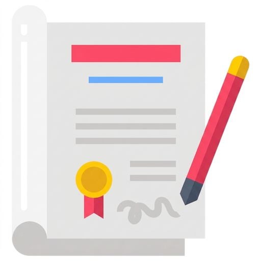 Иллюстрация юридического документа и пера для проверки соответствия.