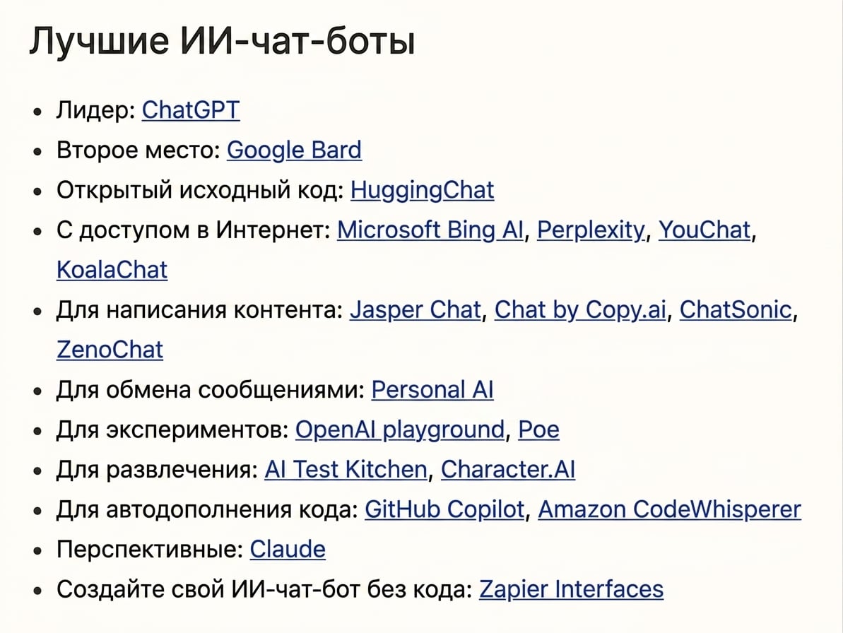 Статья с рейтингом лучших LLM с поддержкой ИИ за 2023 год