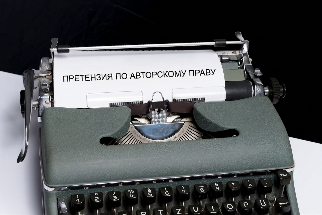 Надпись «copyright claim», напечатанная на пишущей машинке