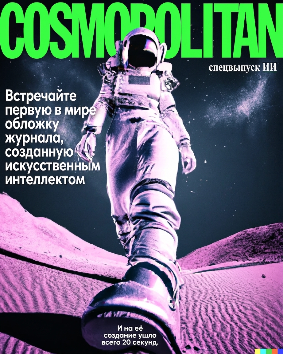 Обложка журнала Cosmopolitan с изображением астронавта, сгенерированным ИИ