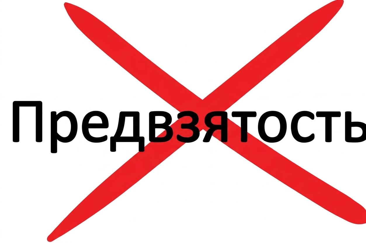 Красный крест поверх слова «bias».