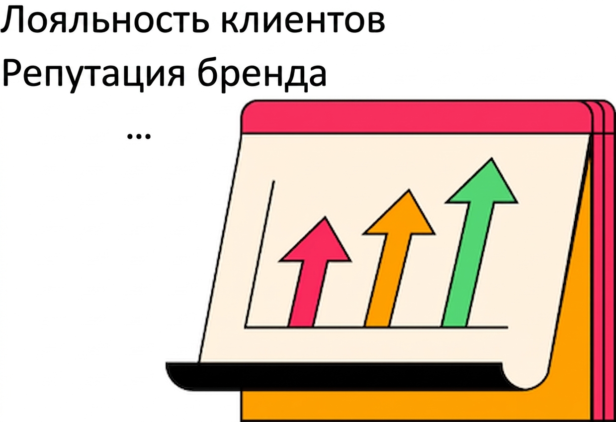 Иллюстрация роста лояльности клиентов и репутации бренда.