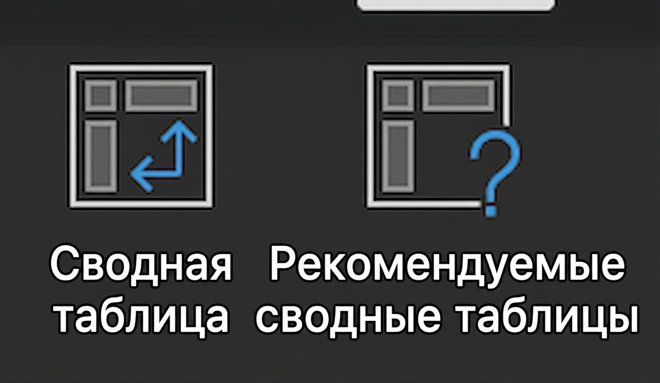 Две кнопки PivotTable в меню «Вставка» в Excel