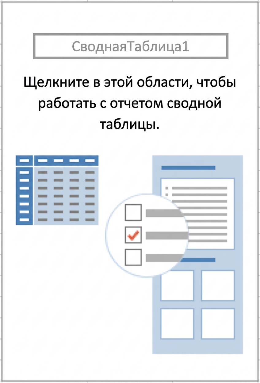 Контур заполнителя PivotTable с подсказками по её построению