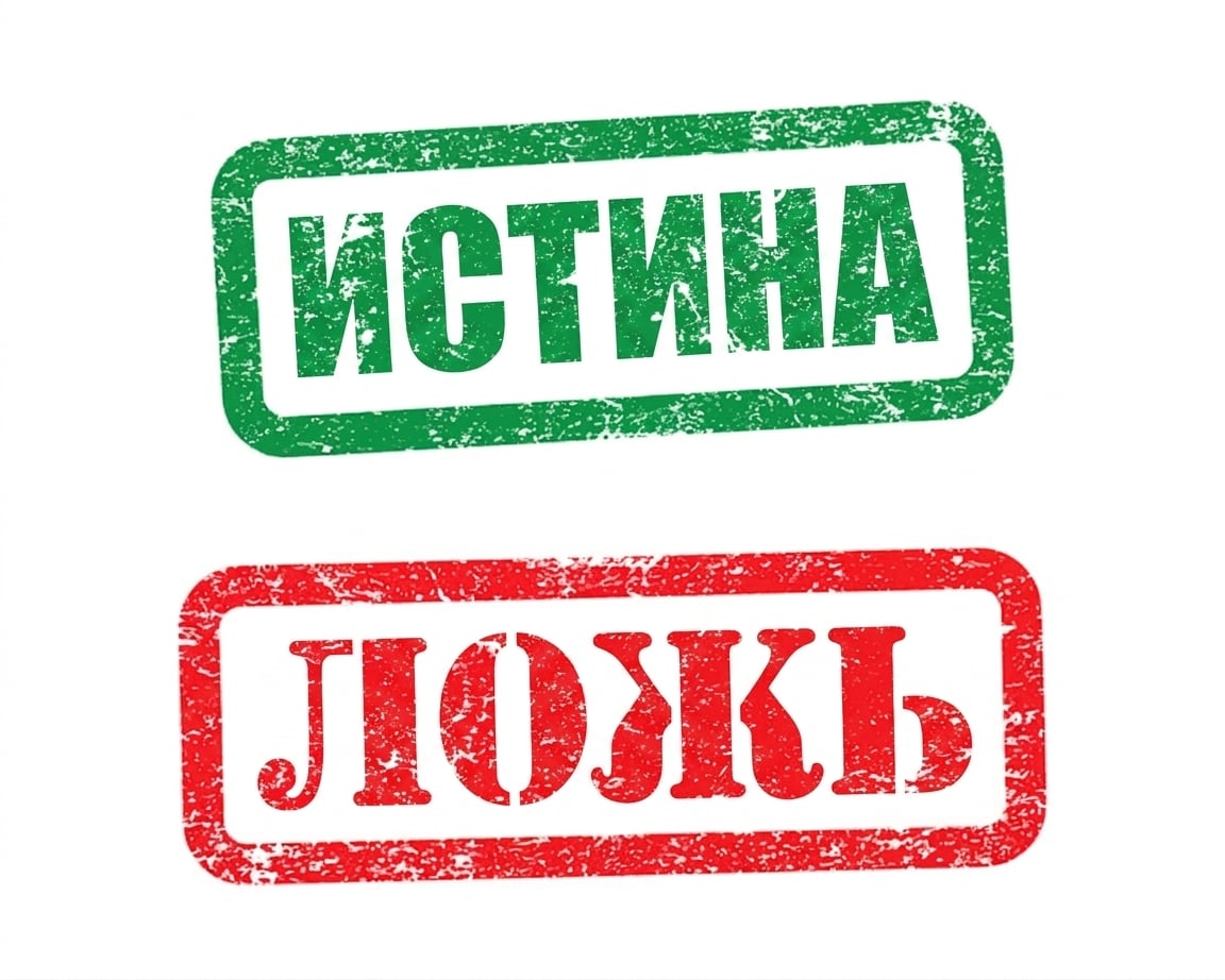 Слово TRUE зелёным цветом и слово FALSE красным цветом