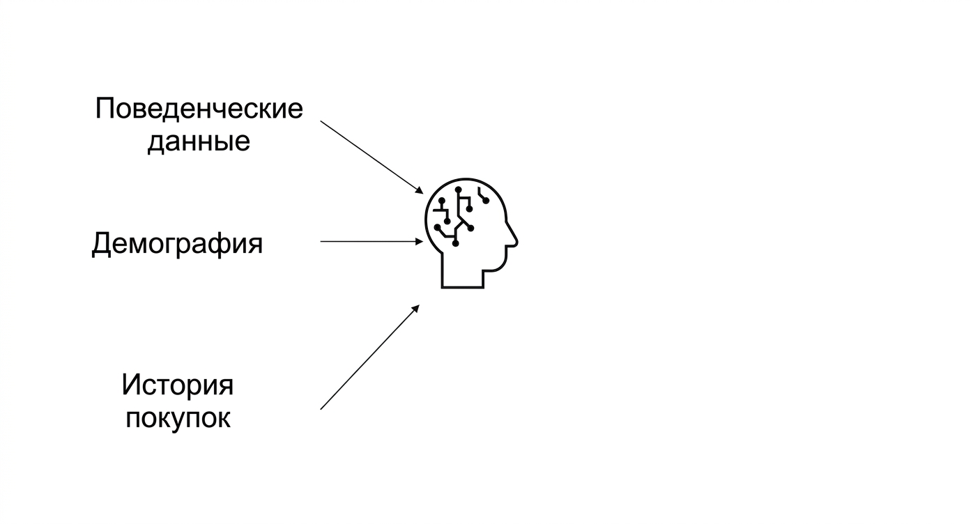 Поведенческие данные, демографические данные и история покупок используются в ИИ.