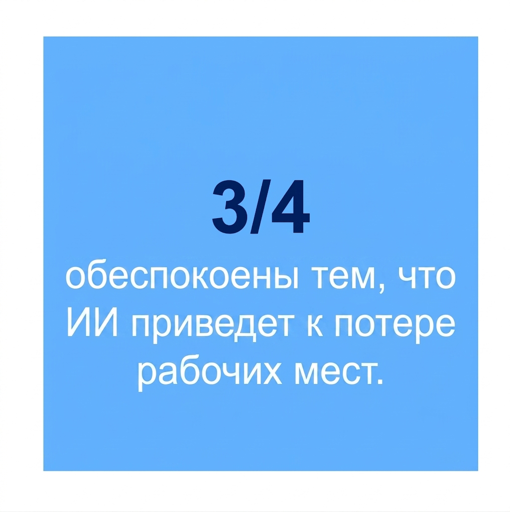 Три четверти респондентов обеспокоены потерей рабочих мест из-за ИИ.