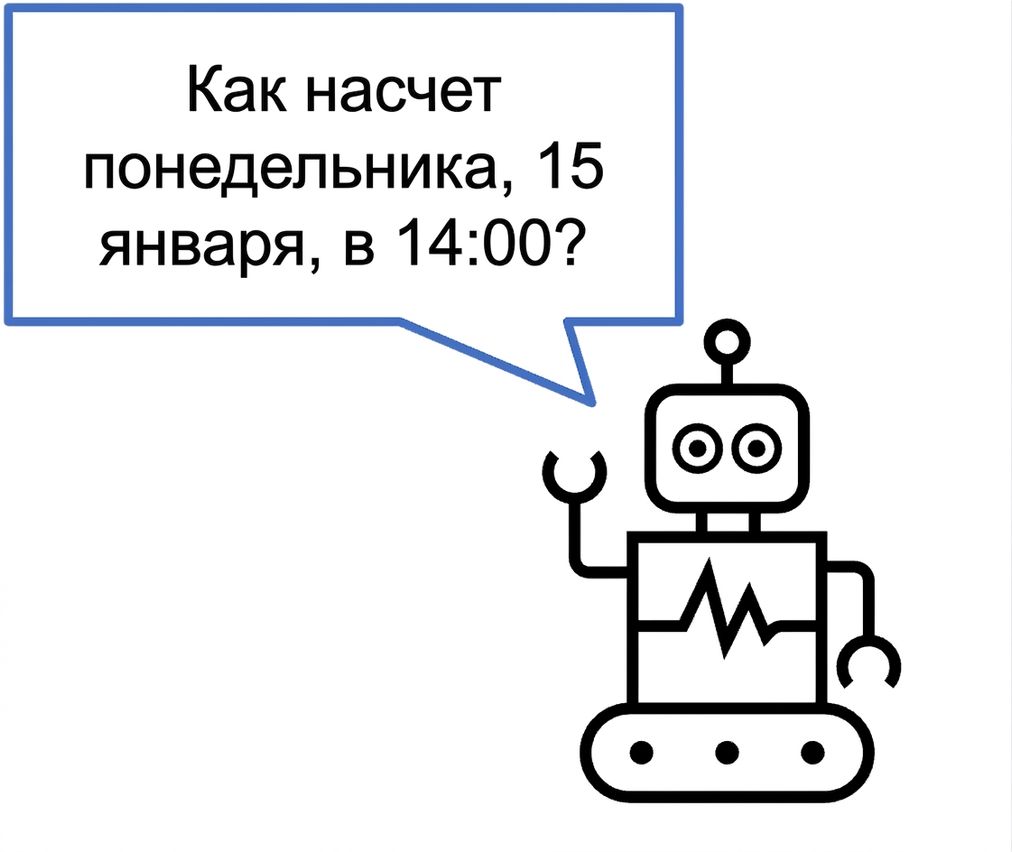 Чат-бот предлагает варианты времени.