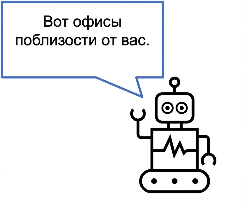 Чат-бот предлагает место встречи.