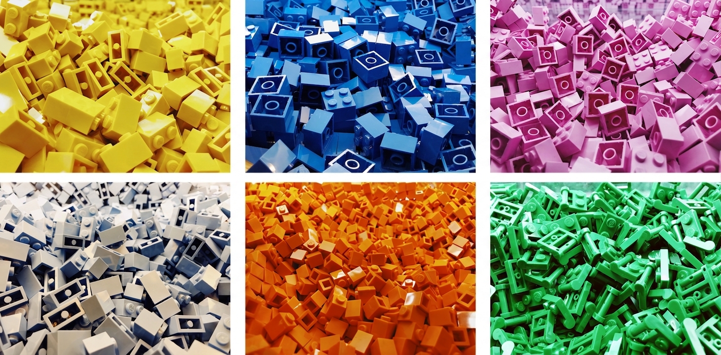 A visual of a heap of disarranged lego blocks