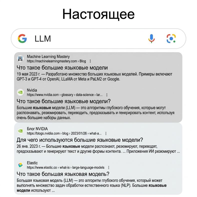 Результаты поиска Google по запросу LLM в настоящем