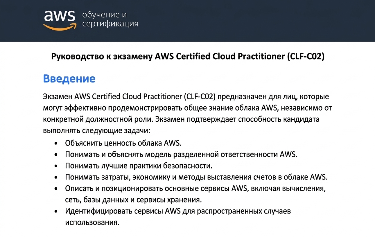 Начало руководства по экзамену CLF-CO2