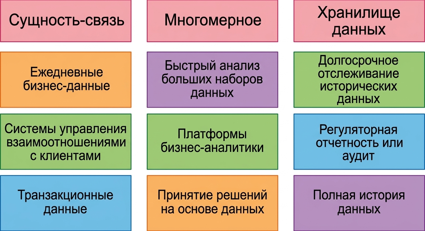 Сравнение техник моделирования данных