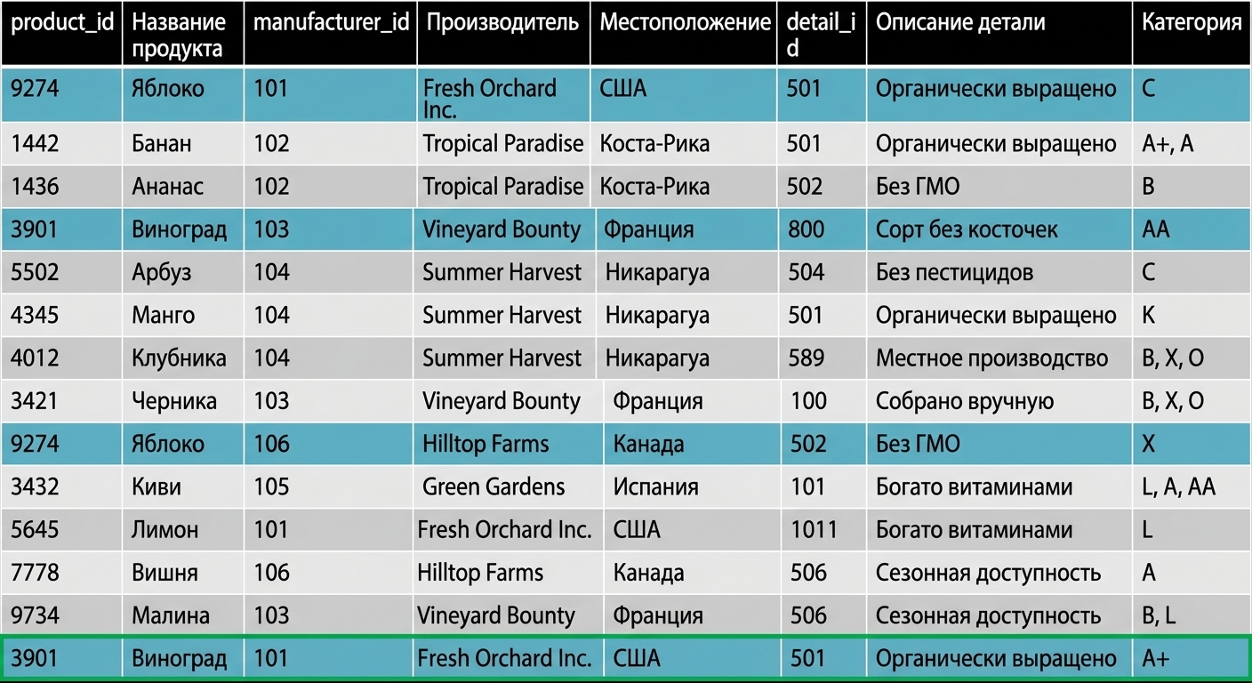 Выделена аномалия продуктов