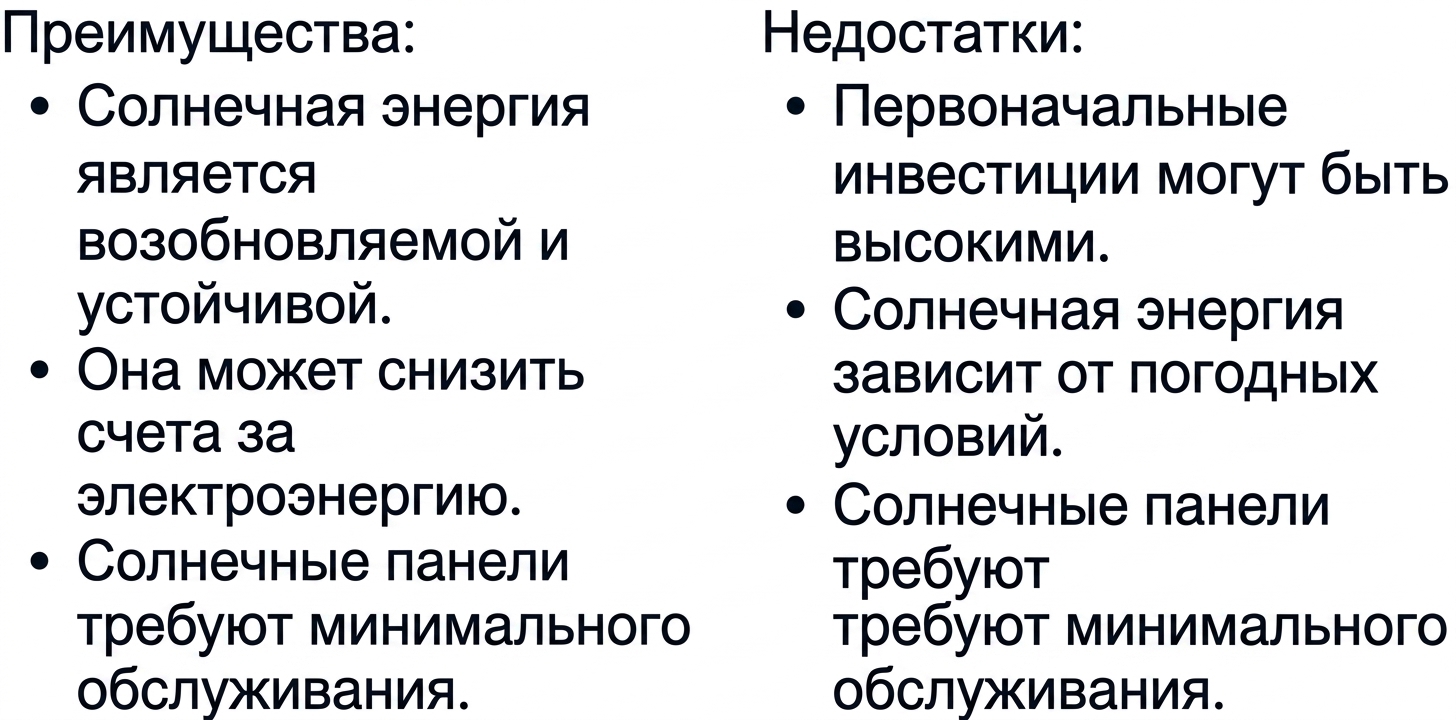 Список недостатков