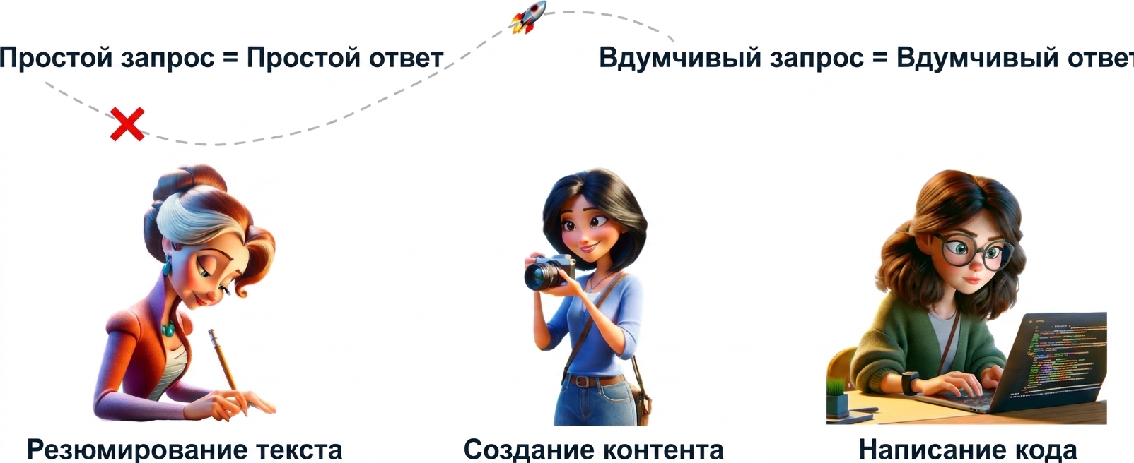 Иллюстрации: человек пишет текст, фотографирует и пишет код